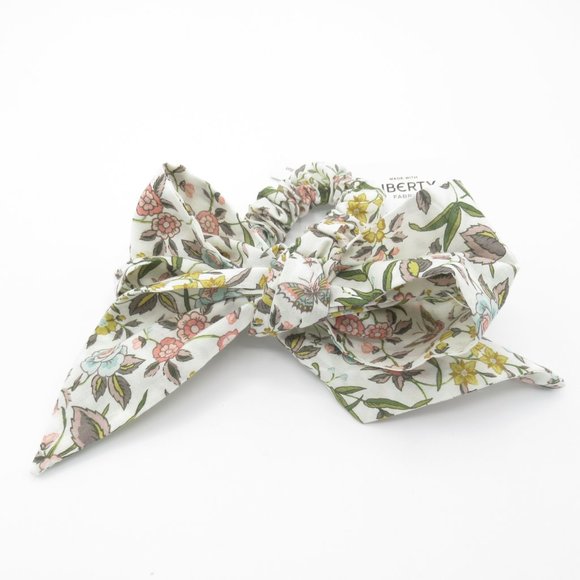 J Crew Liberty London Twilly Scrunchie - White Multi Floral & Butterfly Ivory - Picture 3 of 6